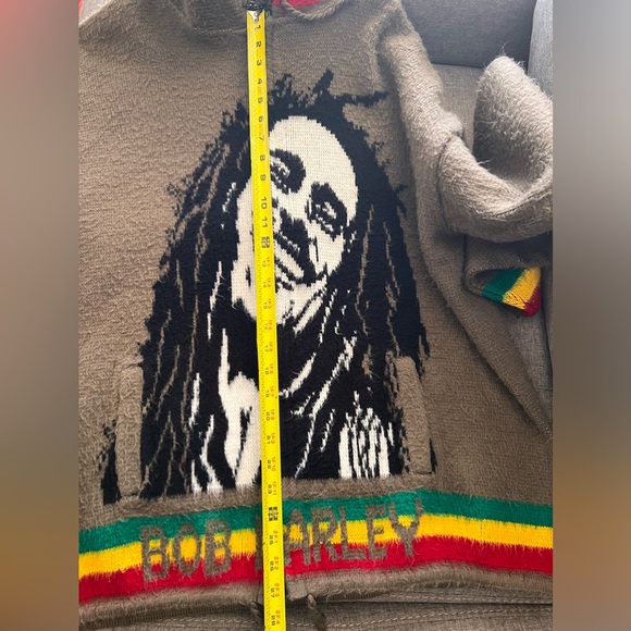 Alpaca Wool Bob Marley full zip hoodie. One Love. Rastafarian colors. - Picture 8 of 9